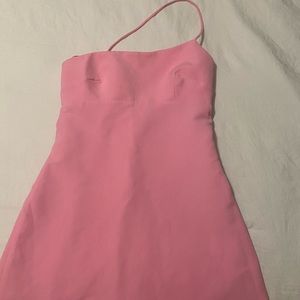 BUBBLEGUM PINK SIDE STRAP MINI DRESS